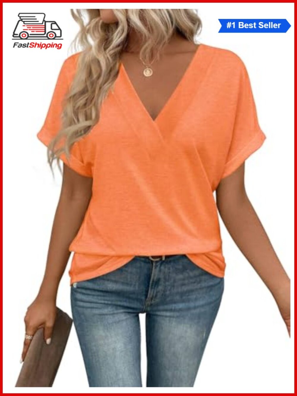 Womens V Neck Short Sleeve T Shirt Loose Casual Summer Tee